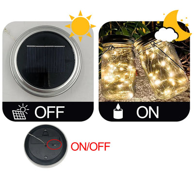 Guirlande Solaire Couvercle Bocal LED Étanche Fée Jardin