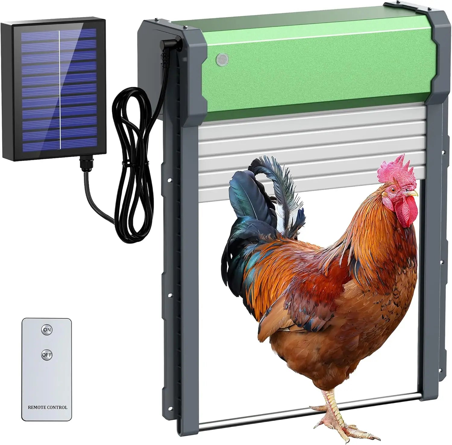 Porte Automatique de Poulailler Solaire Rideau Vert Commande Sans Fil