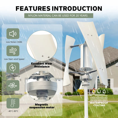 Éolienne Domestique Verticale 5000W à 10000W Silencieuse