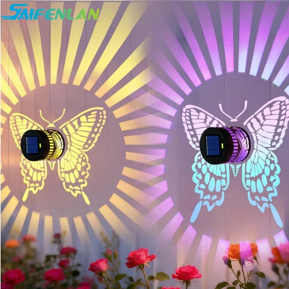 Lampes solaires papillon multicolores pour jardin