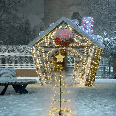 Arbre de Noël Solaire Lumineux LED pour Pelouse et Jardin