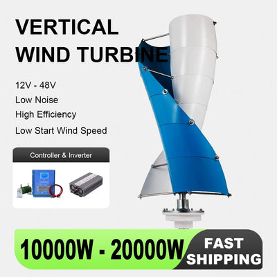 Éolienne Verticale 10 kW Kit Complet avec MPPT 12V 24V 48V