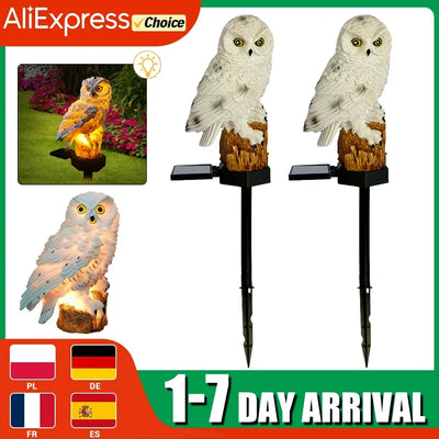 Lampe Solaire Hibou de Pelouse LED Étanche