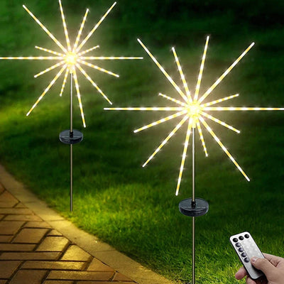 Lampe Solaire Feu d'Artifice LED Étanche Jardin et Allée