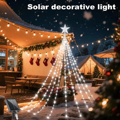 Guirlande Solaire Sapin de Noël 8 Modes LED en Cascade