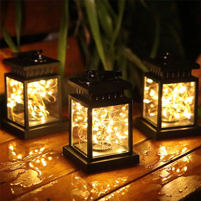 Lanterne Solaire Extérieure Bougie LED Effet Flamme, Crépuscule à l'Aube