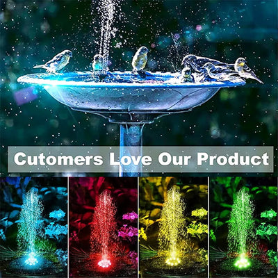 Fontaine Solaire Flottante LED avec Batterie 1200 mAh et 9 Buses