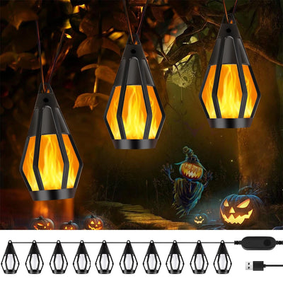 Guirlande Solaire Flamme Vacillante Décorative Halloween Noël