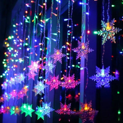Rideau Lumineux Solaire Flocons et Glaçons LED Noël