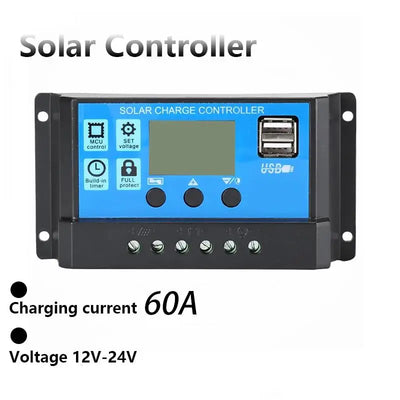 Régulateur Solaire PWM 100A 12V 24V LCD avec Minuterie