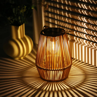 Lanterne Solaire Extérieure en Rotin Style Bohème, Décoration Jardin