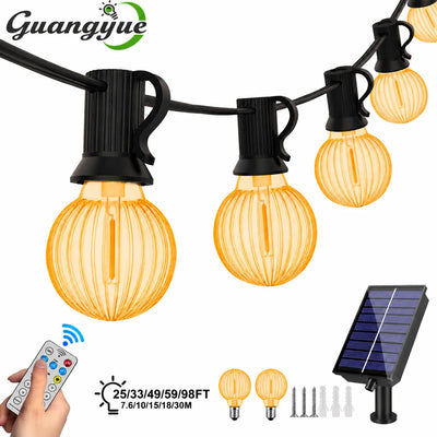 Guirlande Solaire Extérieur Guinguette G40 Citrouille Ambre 30 m