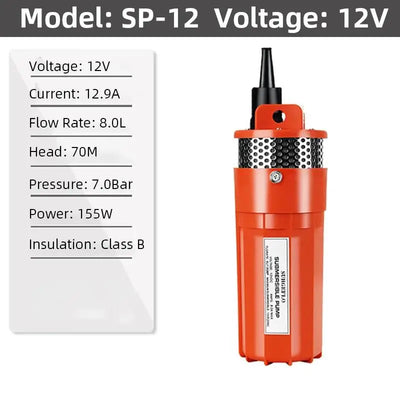 Pompe Solaire Submersible 12V 24V Puits Profond 70 m