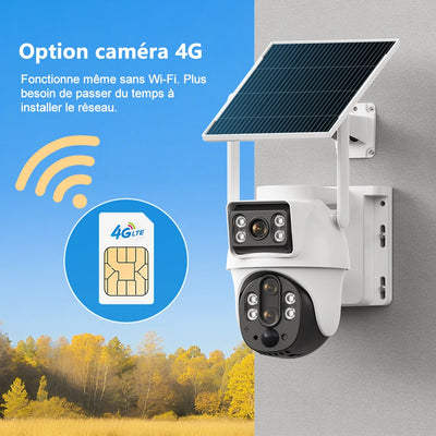 Caméra Solaire 4G Double Objectif Zoom 10X