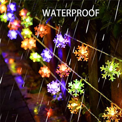 Lampe Solaire Flocon de Neige 62 LED Étanche Arbre de Noël