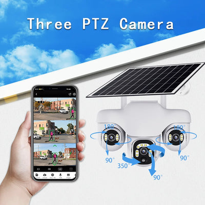 Caméra Solaire 4G PTZ 3 Objectifs Extérieure