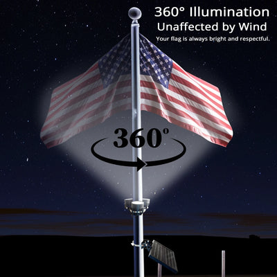 Lampe Solaire pour Mât de Drapeau Étanche Fonctionnement Crépusculaire