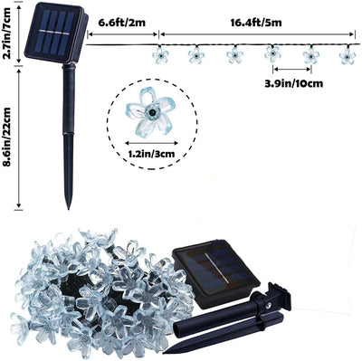 Guirlande Solaire Extérieur Fleurs de Cerisier LED Étanche