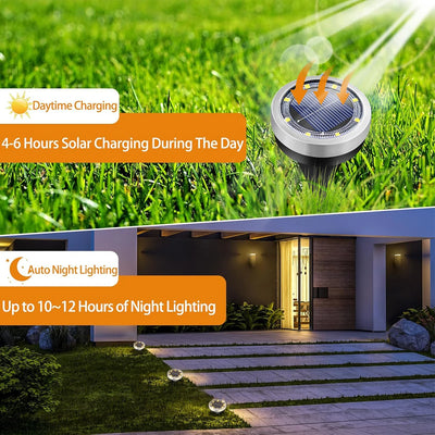 Lampe Solaire Allée 8 LED Inox Étanche IP65 Jardin Pelouse