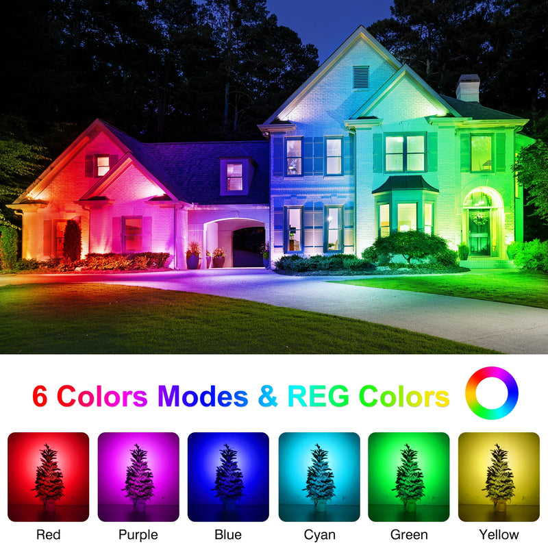 Projecteur Solaire Extérieur LED RVB Étanche pour Jardin