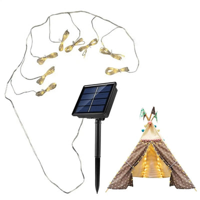 Guirlande Solaire Extérieur pour Parasol 8 Branches Blanc Chaud