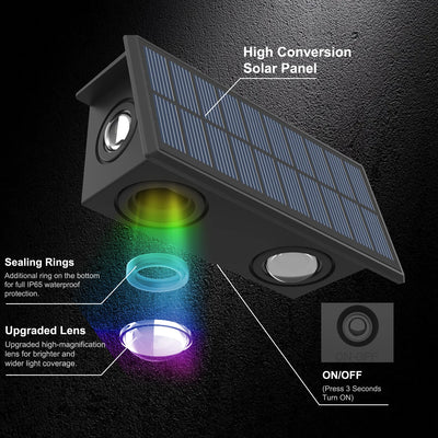 Applique Murale Solaire RGB Extérieure Clôture Patio IP65
