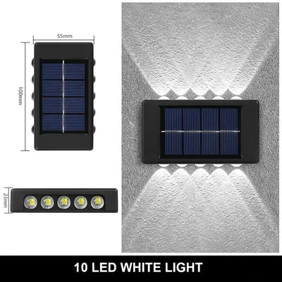 Applique Solaire Murale 12 LED Haut et Bas pour Balustrade