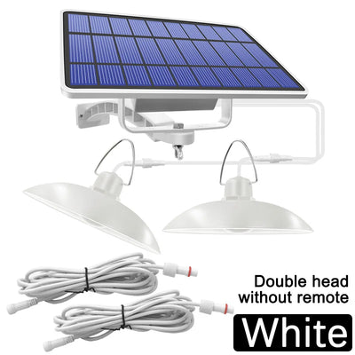 Lampe Solaire Suspendue Double Tête LED Extérieur Camping Jardin