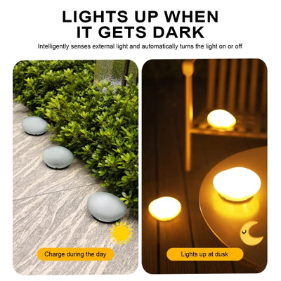 Lampe Solaire Décorative Extérieur Galet Lumineux de Jardin