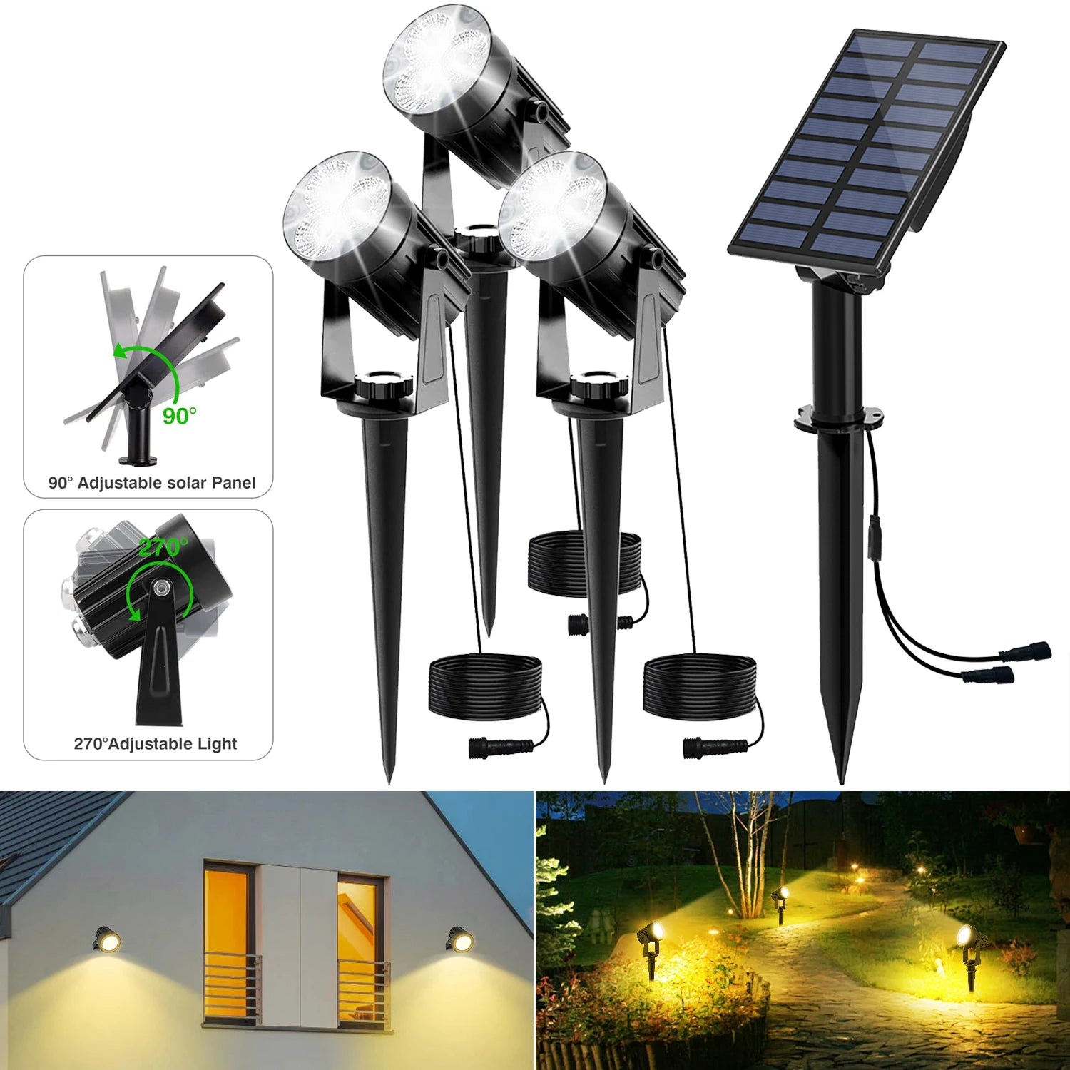 Projecteur solaire LED en aluminium IP65 pour paysage et jardin