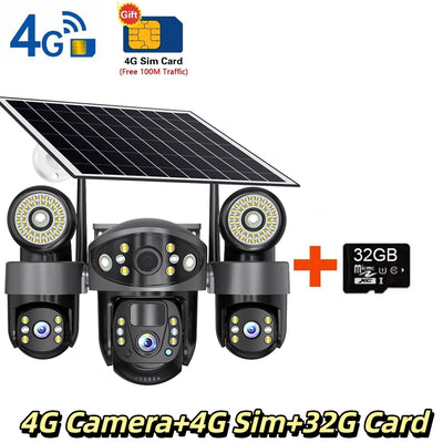 Caméra Solaire 4G Extérieure 12MP Vision Nocturne