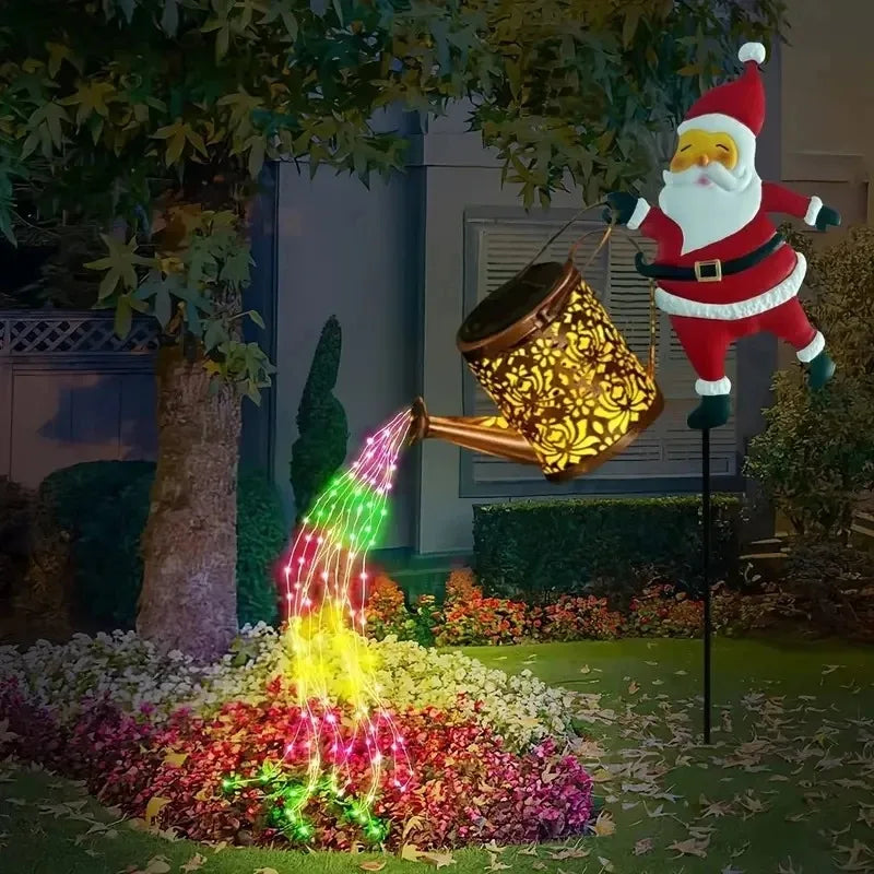 Lanterne Solaire Père Noël Arrosoir LED Multicolore