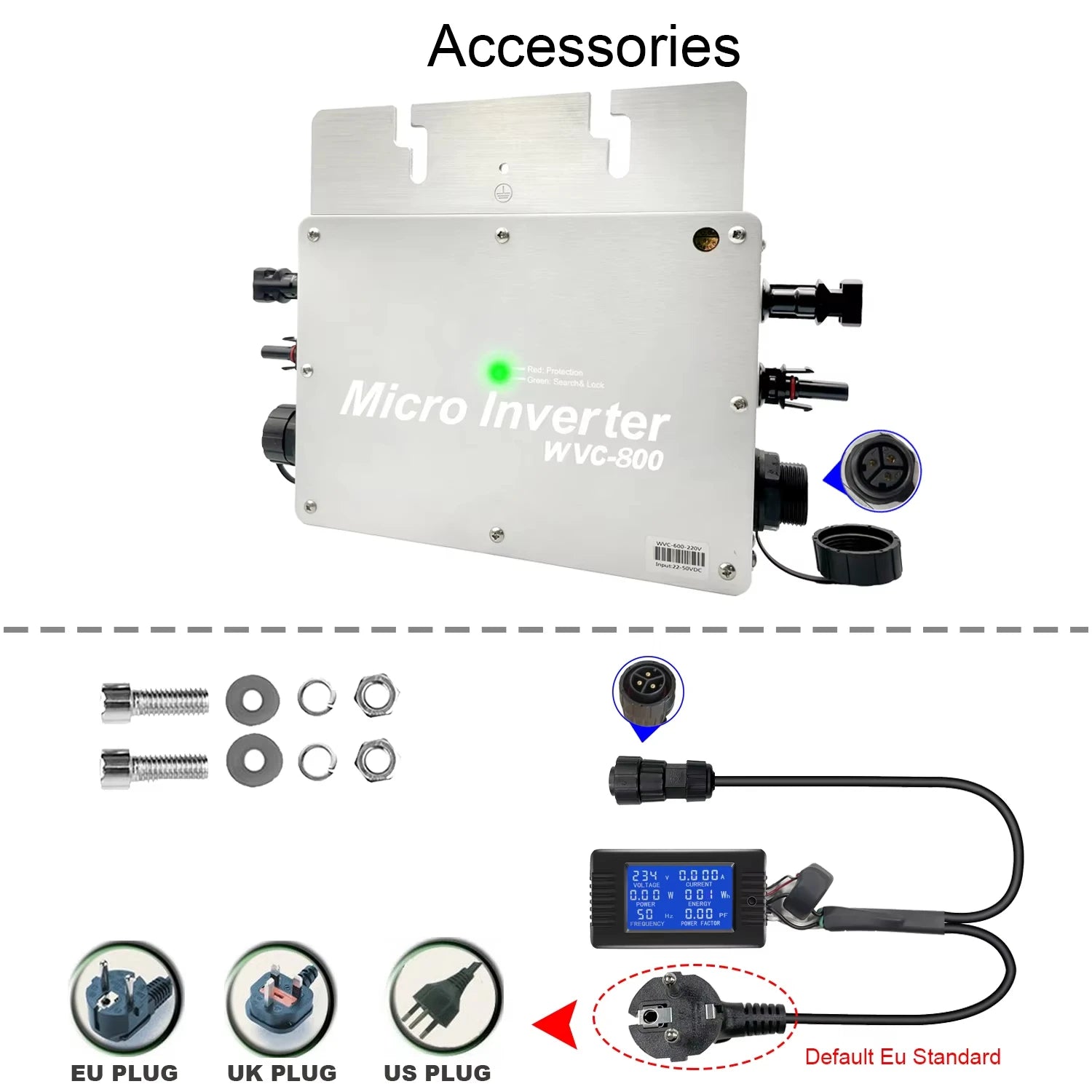 Micro-Onduleur Solaire 800W Liaison Réseau MPPT – dimensions et caractéristiques techniques