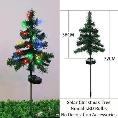 Lampe Solaire Arbre de Noël LED pour Pelouse et Allée