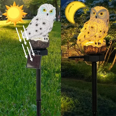 Lampe Solaire Hibou LED Étanche pour Pelouse