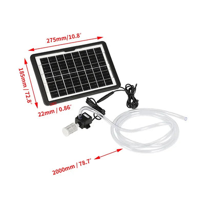 Kit Pompe Solaire Bassin 9V 6W avec Filtre et Tuyau 2 m