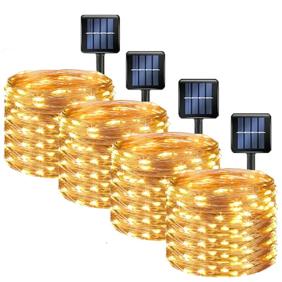 Guirlande Solaire Fil de Cuivre 8 Modes Étanche Noël