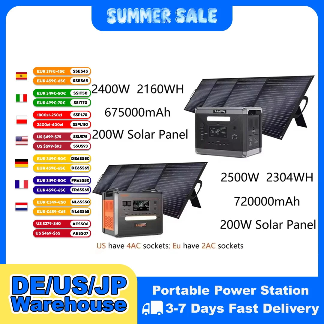 Générateur Solaire Portable LiFePO4 2400W