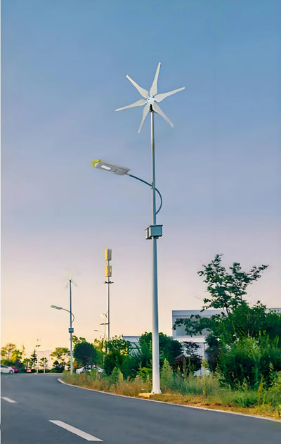 Lampadaire Solaire Extérieur Hybride avec Mât Design Moderne