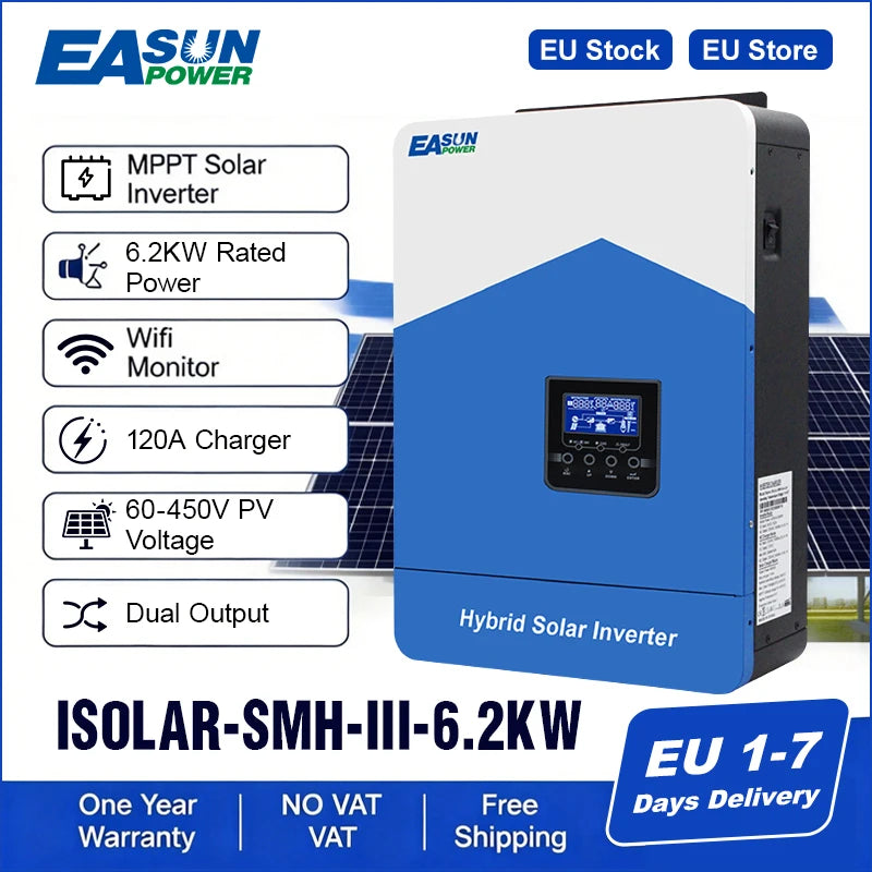 Onduleur Solaire Hybride 6,2 kW Double Sortie WiFi