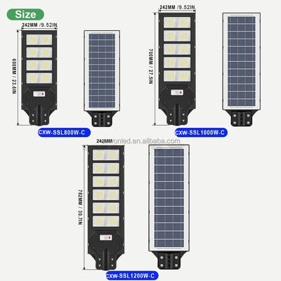 Réverbère Solaire Extérieur avec Détecteur de Mouvement Radar, Étanche