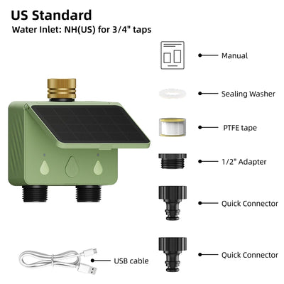 Programmateur d'arrosage solaire WiFi automatisant un jardin