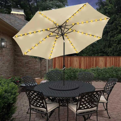 Guirlande Solaire Extérieur pour Parasol 8 Branches Blanc Chaud