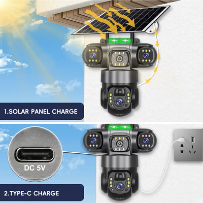 Caméra Solaire 4G Extérieure PTZ Tri-Objectif - vue 2