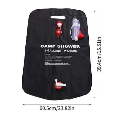 Sac de Douche Solaire 20 L Compact avec Tuyau