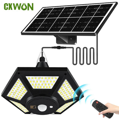Lampe Solaire Suspendue Extérieure 180 LED 1000 Lumens avec Détecteur de Mouvement