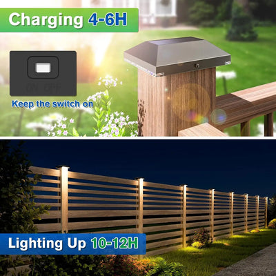 Lampe Solaire Extérieur Capuchon de Poteau Noir 4x4 Clôture