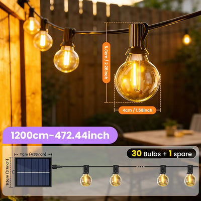 Guirlande Solaire G40 LED Télécommande Minuterie 8 Modes
