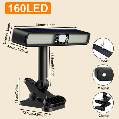 Lampe Solaire 160 LED Détecteur Mouvement Clôture