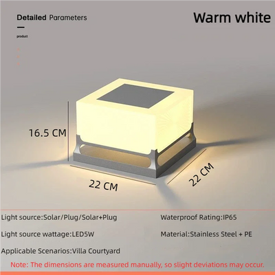 Lampe Solaire Pilier Portail Cube Décorative Extérieur